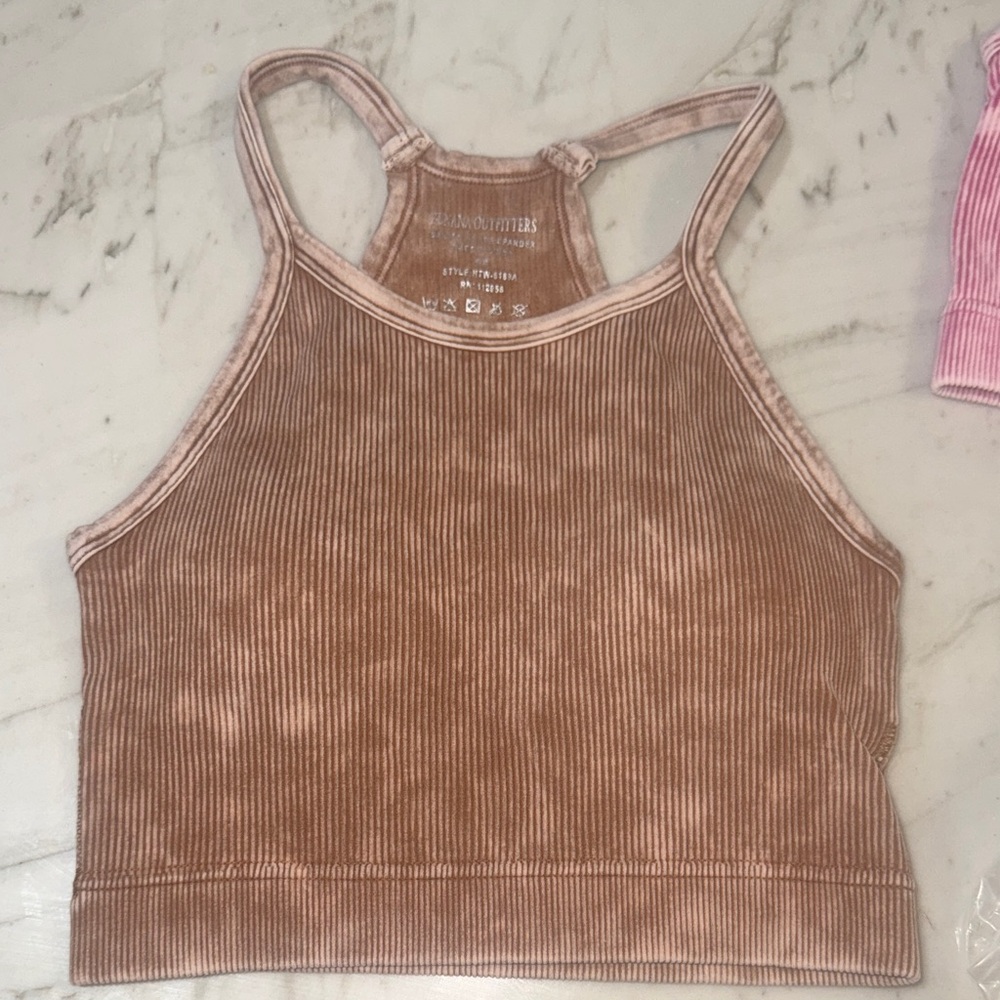 Zenana Outfitters Ribbed Crop Tops in Pink, Brown, and Green size S/M set of 3 - Picture 13 of 15
